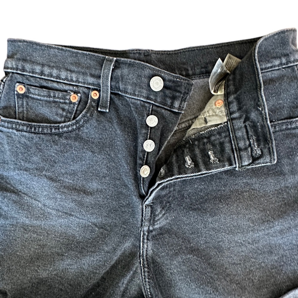Levi’s button up short dark gray washed black denim shorts - Picture 5 of 6